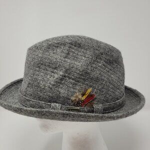Vintage Adam New York Gray Wool Fedora with Feathers